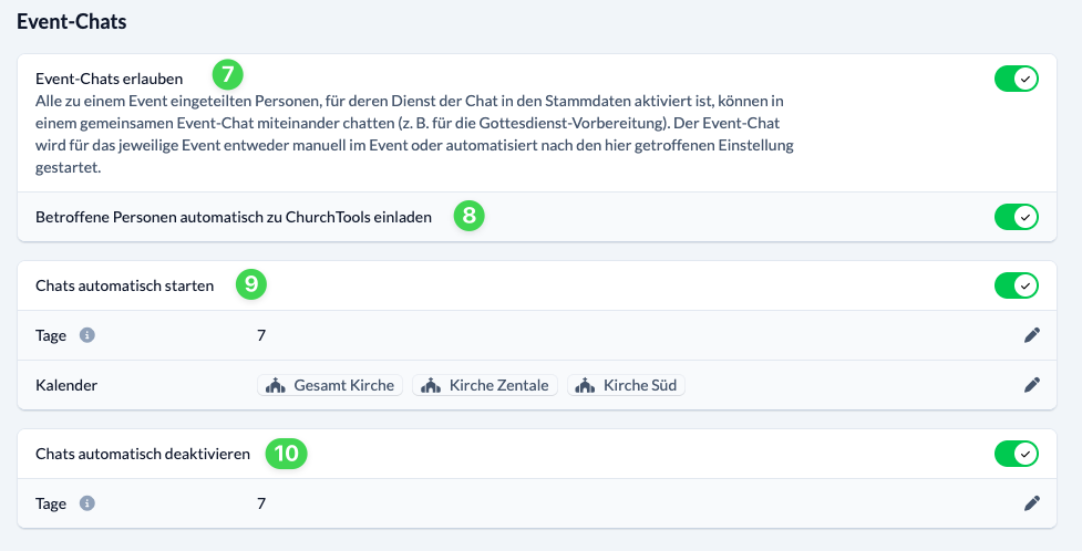 Screenshot System-Einstellungen für Event-Chats