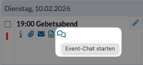 Screenshot Event-Chat manuell starten