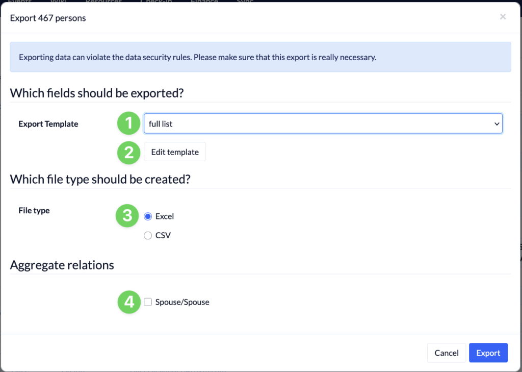 Screenshot Persons Export FormScreenshot