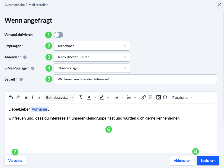 Screenshot Automatische E-Mail erstellen