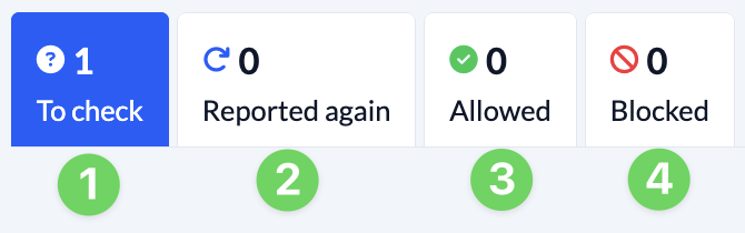Sreenshot Posts To check Reported again Allowed Blocked