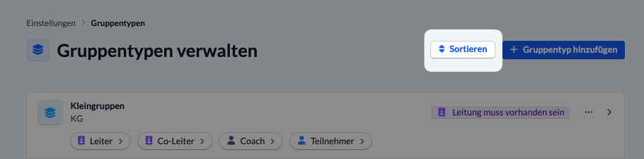 Screenshot Button Sortieren