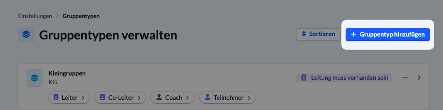 Screenshot Button Gruppentyp hinzufügen