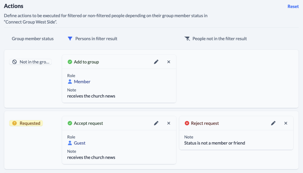 Groups - Settings - Automatic membership - Actions
