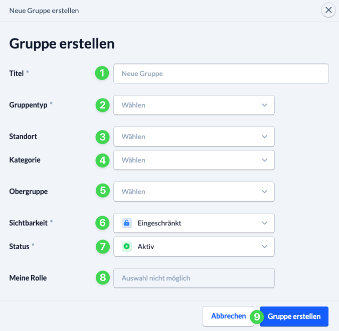 Screenshot Dialogfenster Gruppe erstellen