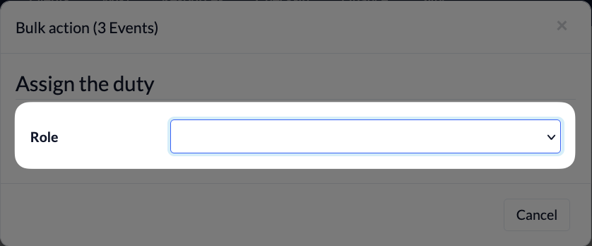 Screenshot Events Plan Bulk actions Assign select role