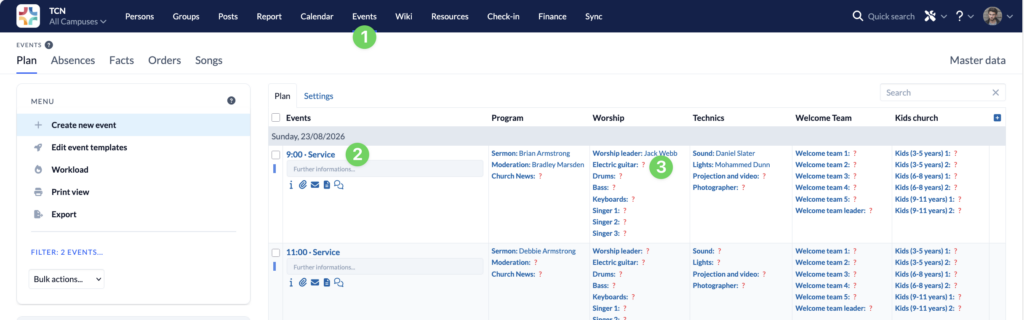 Screenshot Events Plan fill roles
