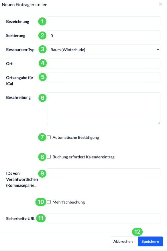 Screenshot Neue Ressource erstellen