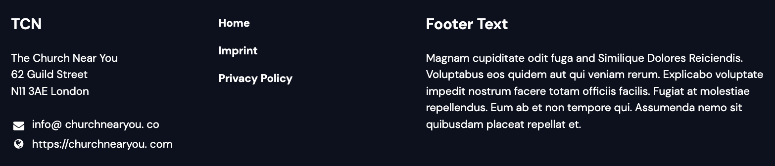 Screenshot Website Footer