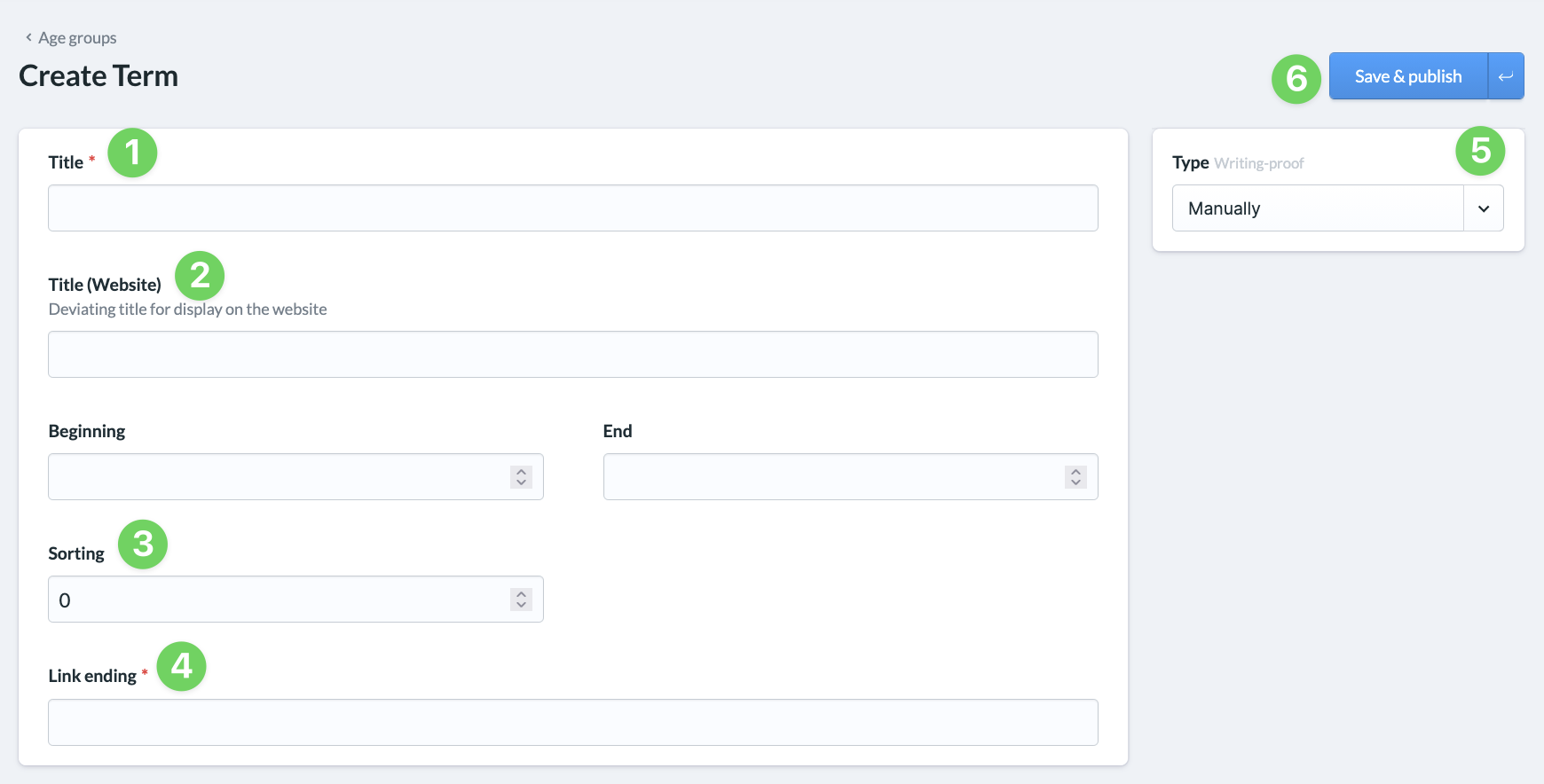 Screenshot Website Settings Tags Crate a tag form