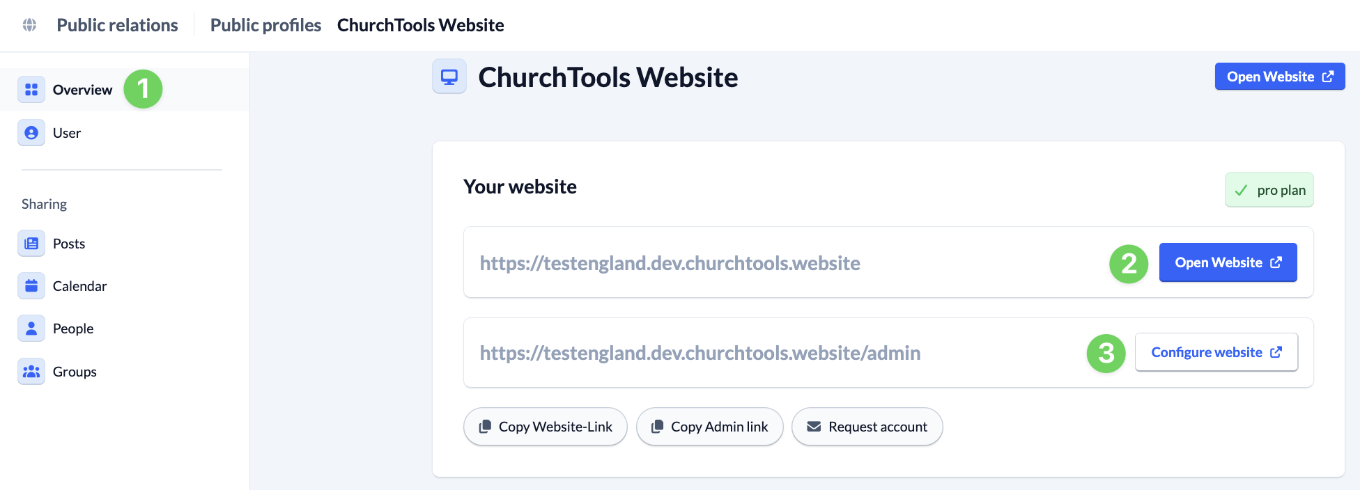 Screenshot ChurchTools Website Overview