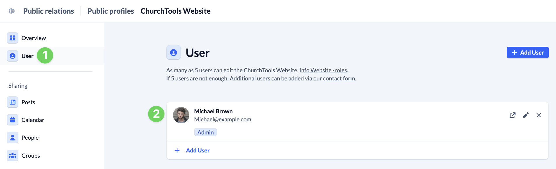 Screenshot ChurchTools Website User