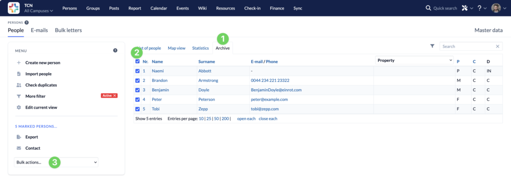 Screenshot Persons Archive