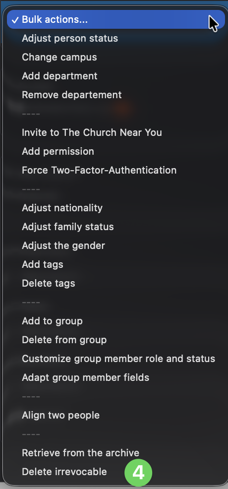 Screenshot Persons Bulk actions Delete irrevocable