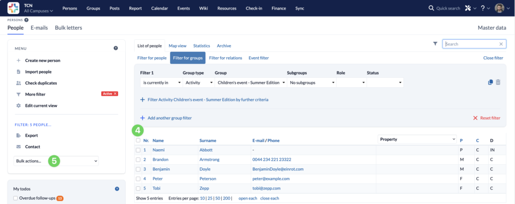 Screenshot Persons Filter for groups