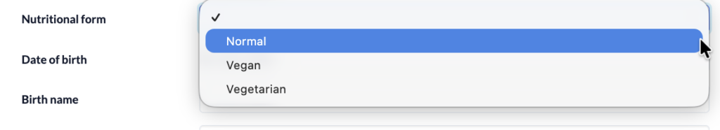 Screenshot Persons Master Data selection field