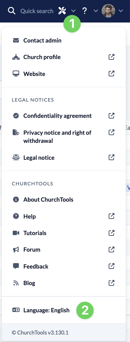 Screenshot Main Menu select Language
