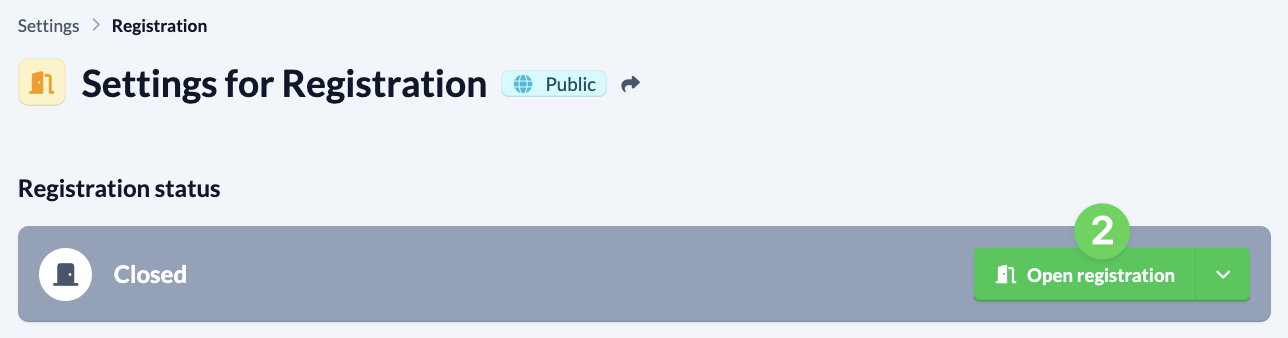 Screenshot Groups Open registration