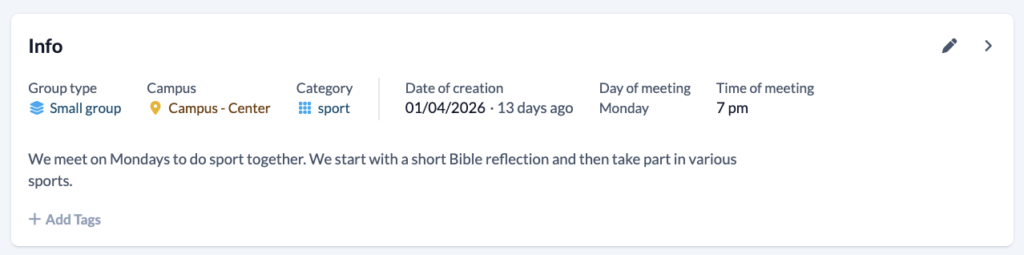 Screenshot Groups Overview Info