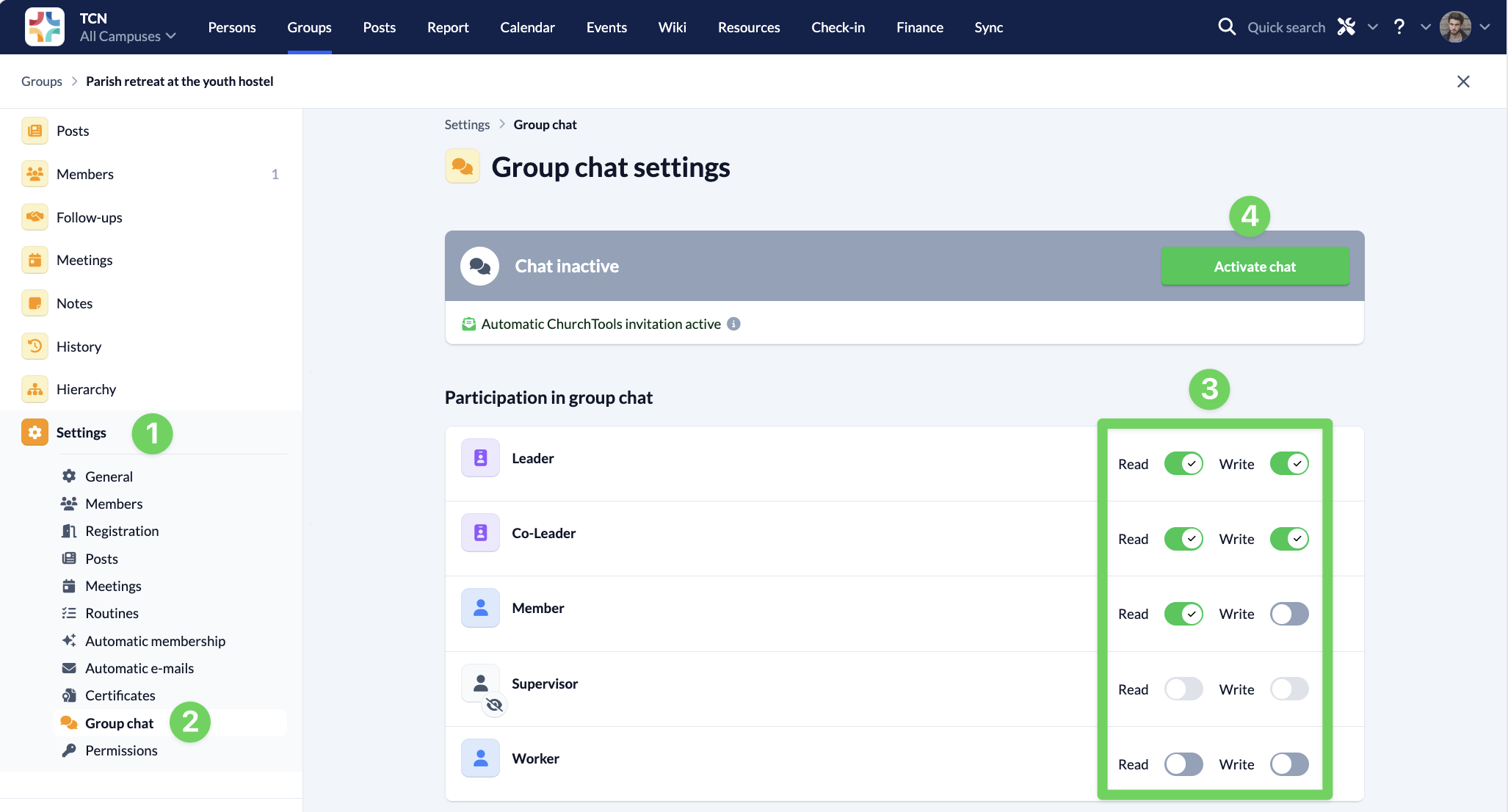 Screenshot Groups Settings Group chat options