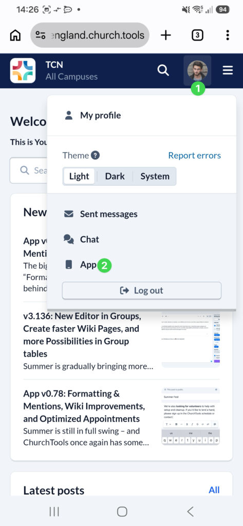 Screenshot App Browser User menu_App