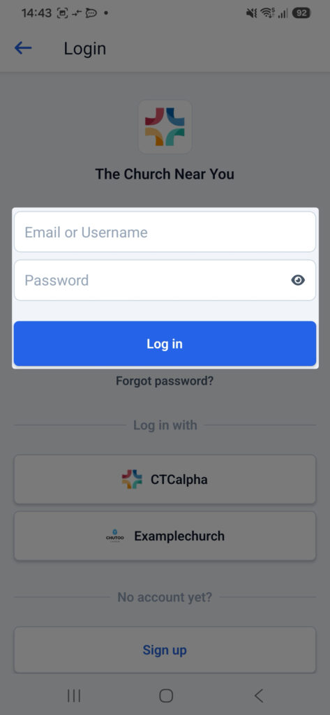 Screenshot App Login via URL Username Password