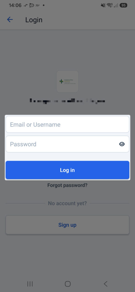 Screenshot App Login Username Password