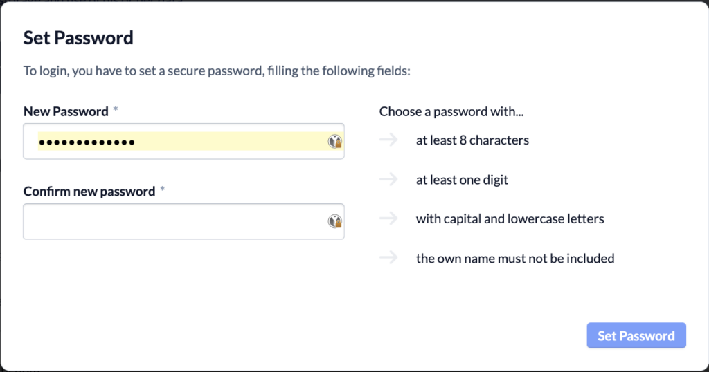 Screenshot ChurchTools Set password