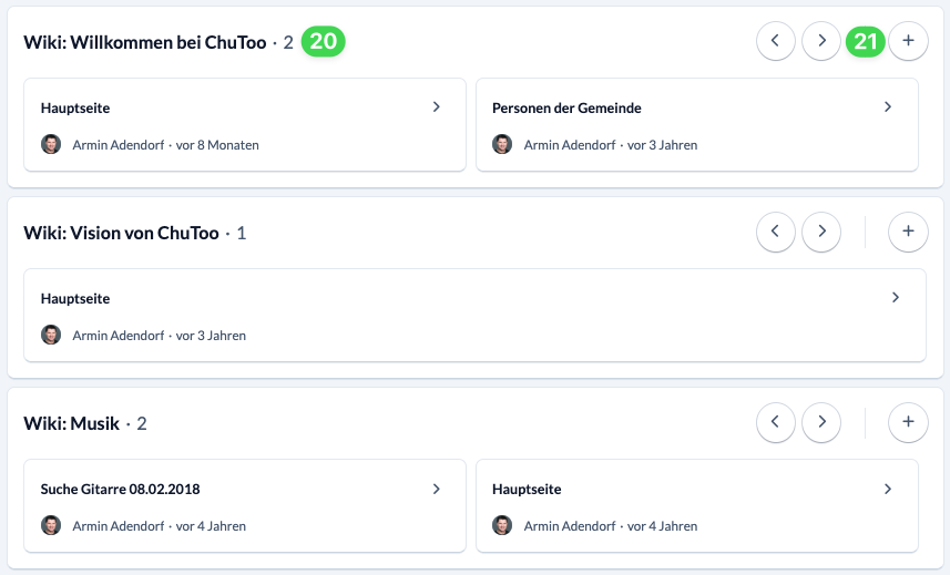 Screenshot Wiki-Kategorien und deren Seiten