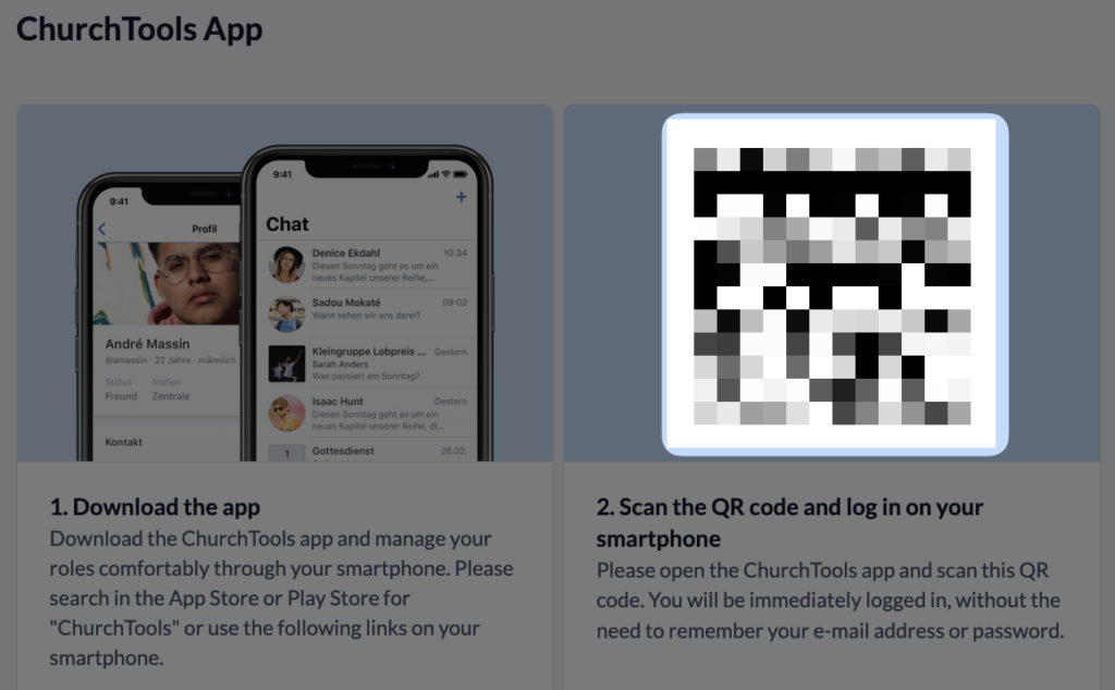 Screenshot User menu App QR Code