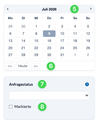Screenshot: Buchungsplananzeige filtern