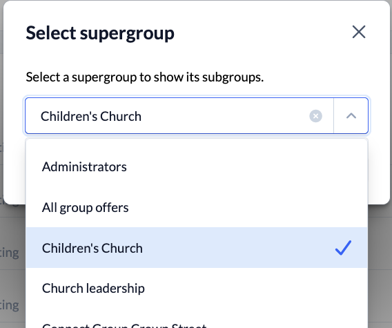 Screenshot Check-in Groups Select supergroup