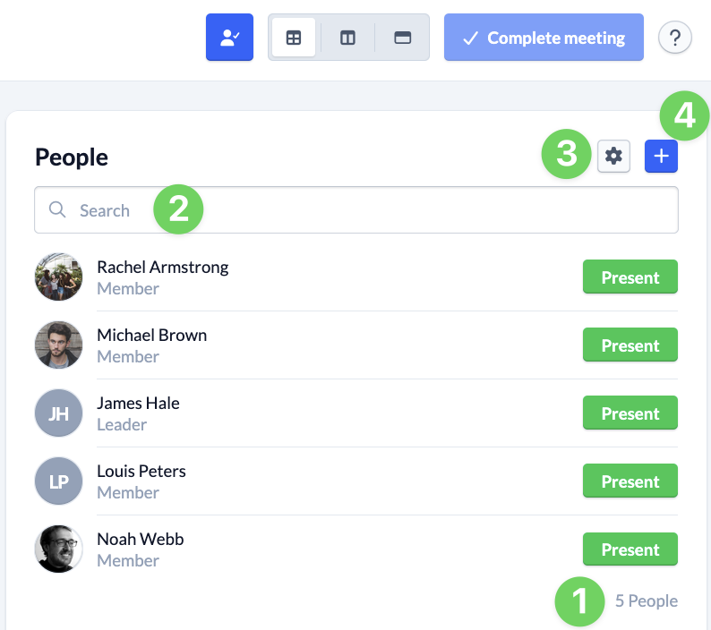 Screenshot Check-in People coloumn