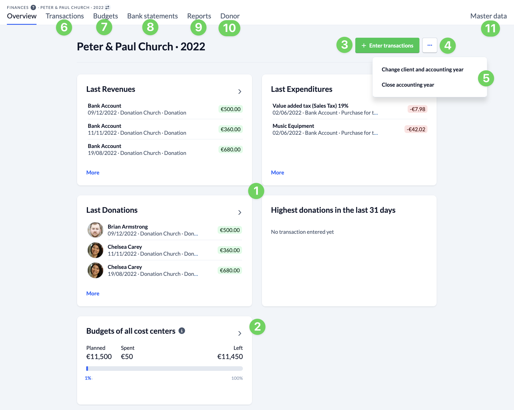 Screenshot Finances Overview