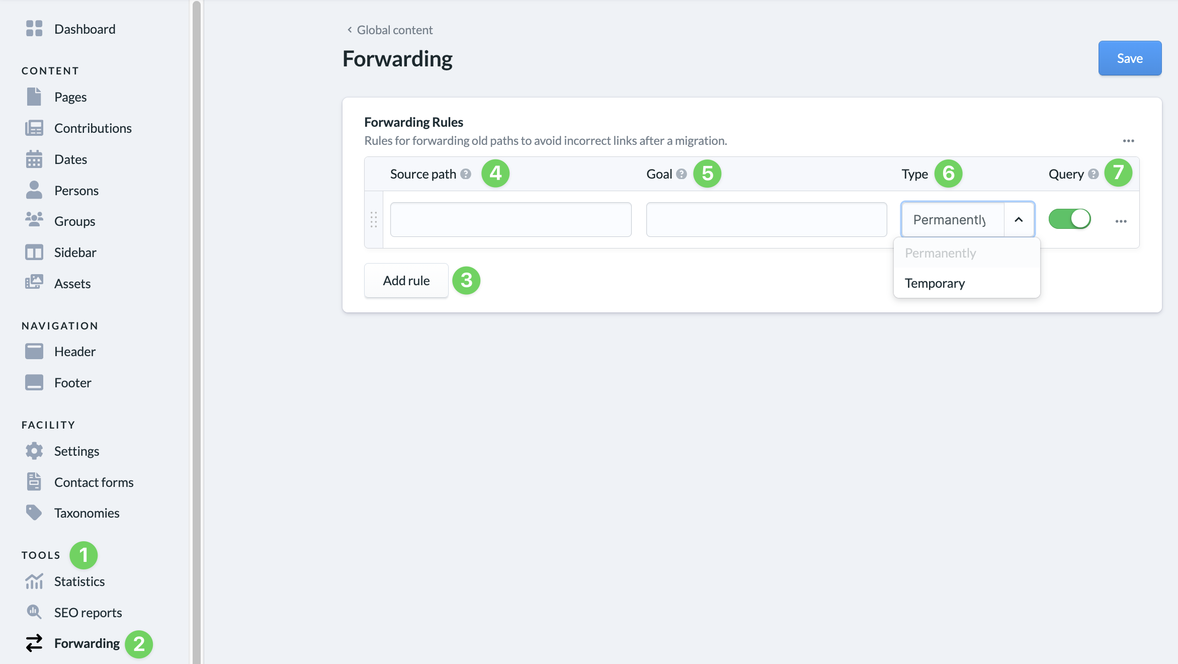 Screenshot Website Tools Forwarding Ad rule