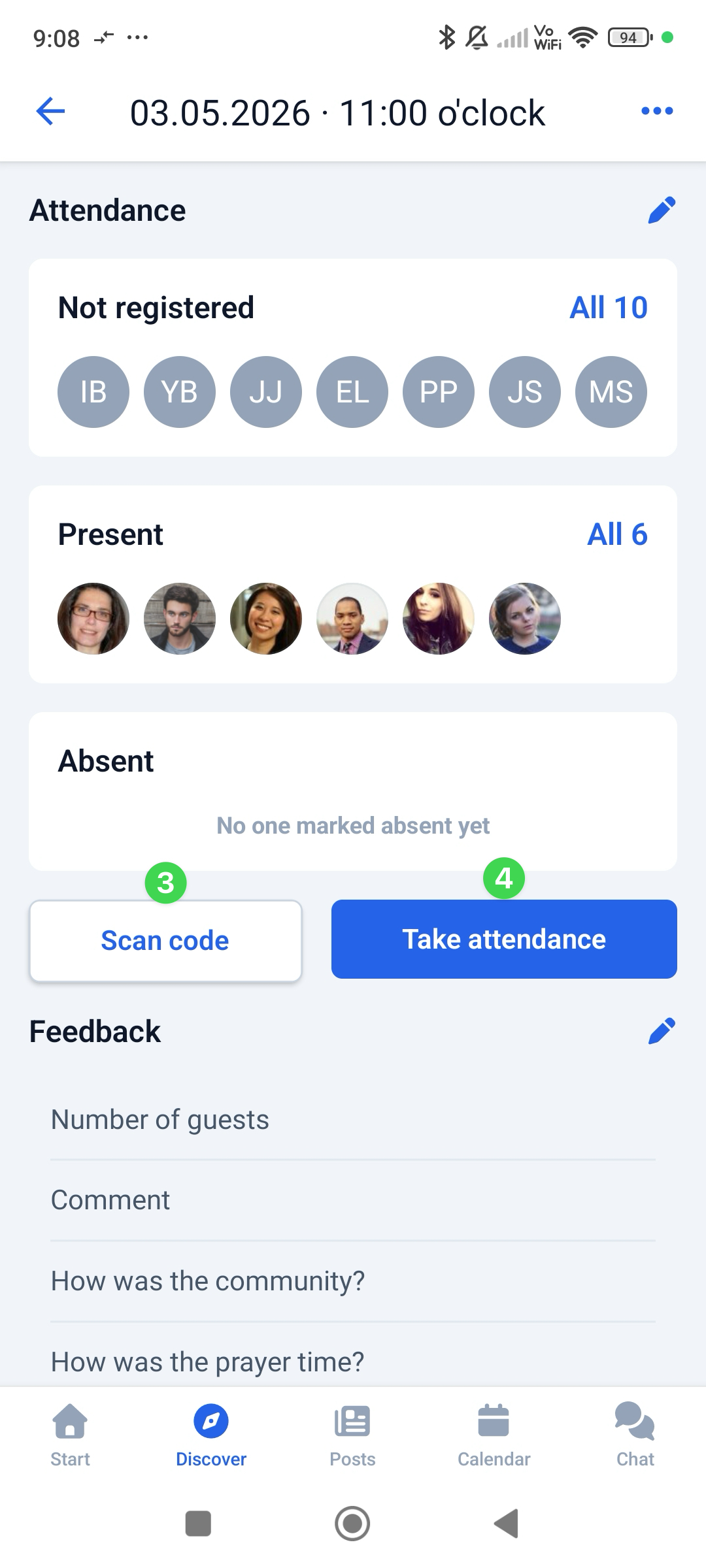 Screenshot App Take attendance Scan code