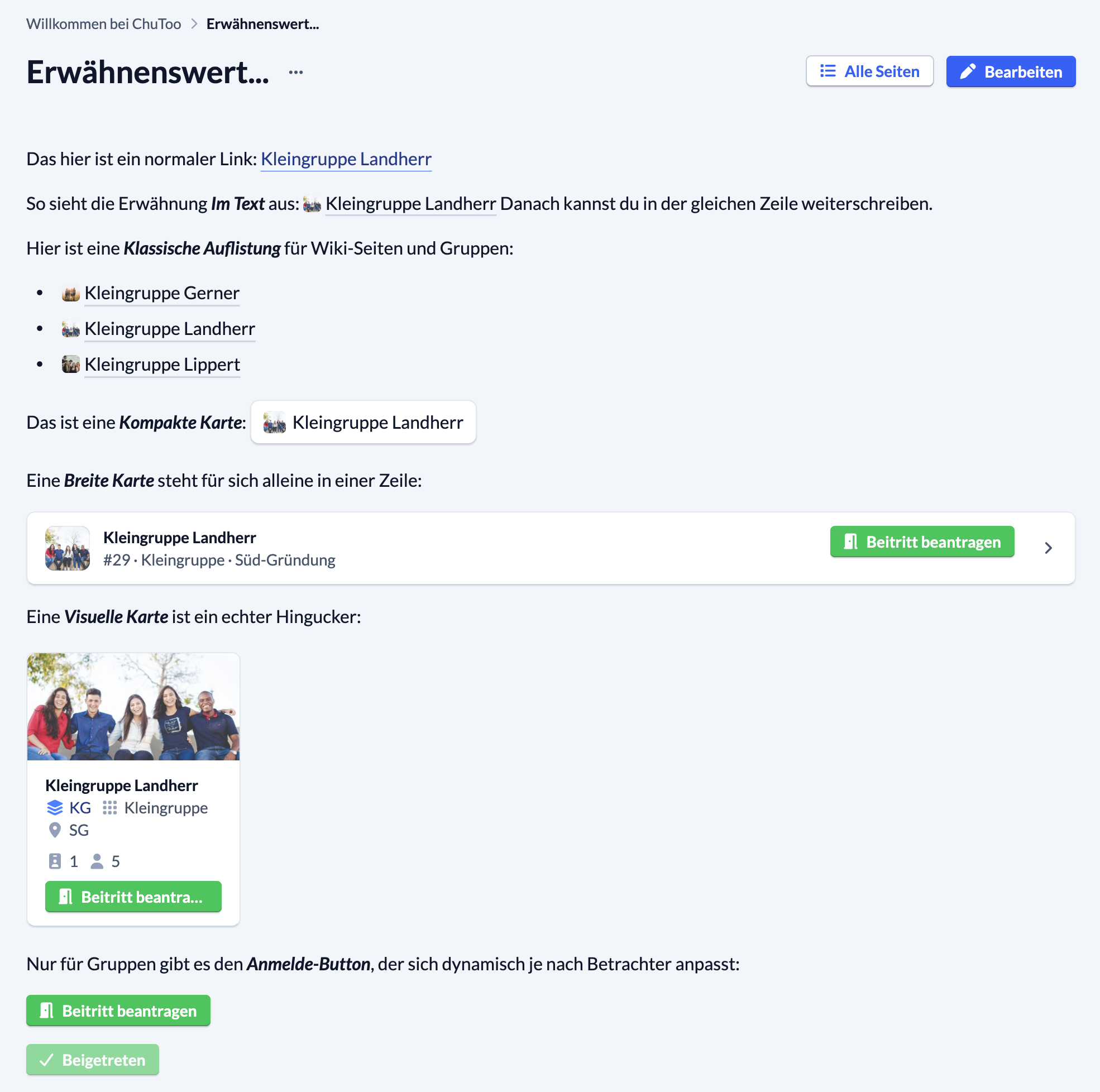 Screenshot: Overview of all views for mentions