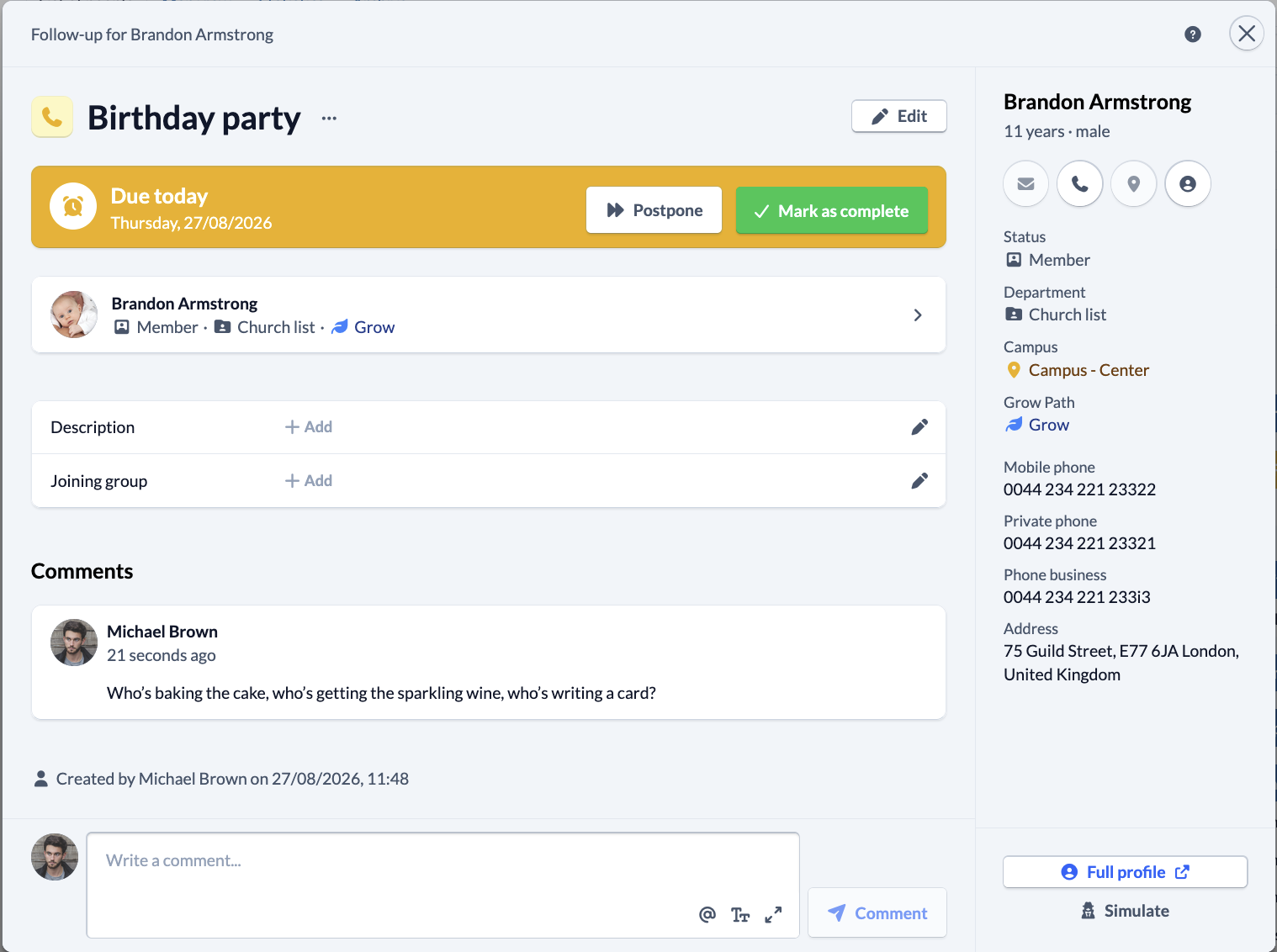Screenshot Persons Single person Follow-up Form