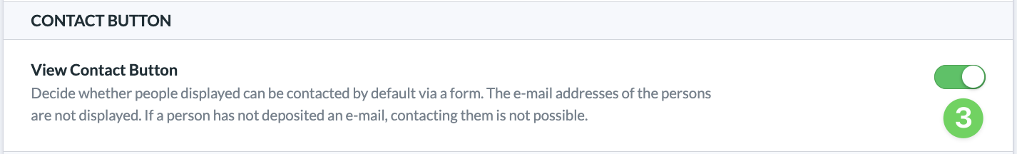 Screenshot Website Settings Page content Contact button