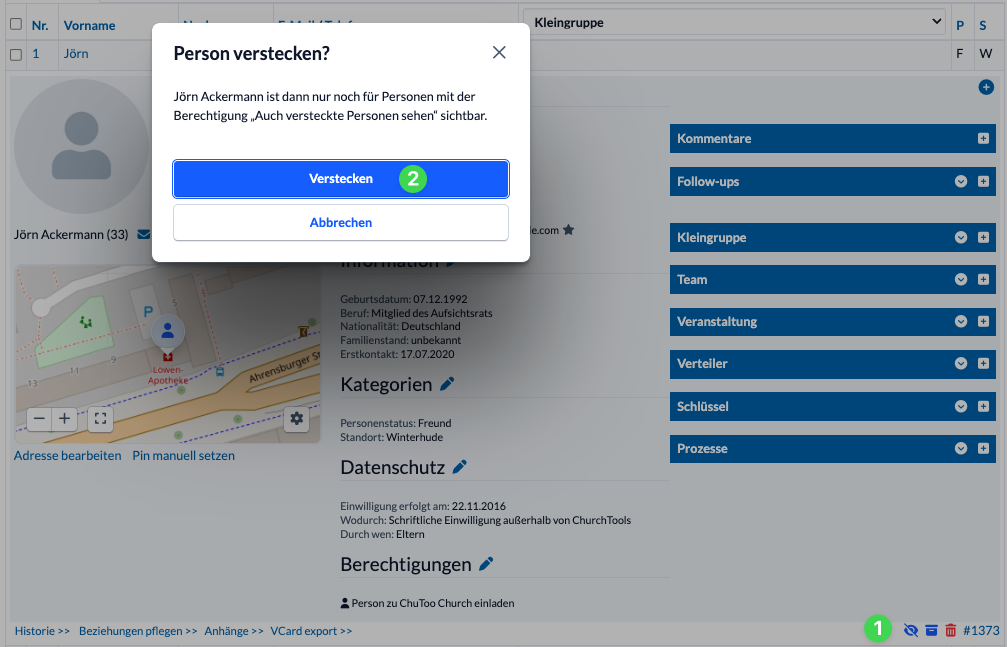 Screenshot Person in der Personendetailansicht verstecken