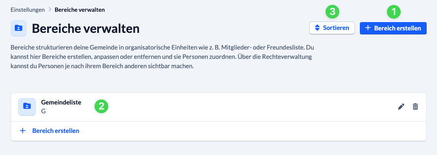 Screenshot Bereiche erstellen, bearbeiten und sortieren.